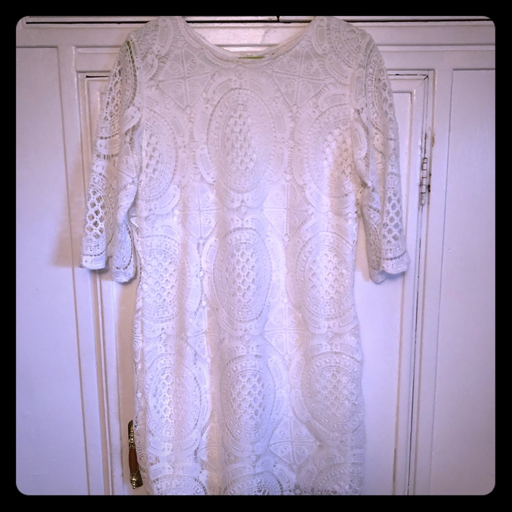 White lace overlay dress, never worn